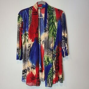 Womens Mesh Top Art Flowy Cardi Size XL Vtg Y2K 90s Resort Bohemian Cruise